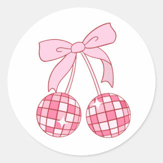 Rond Sticker à bille Disco Coquette Bow Cherry