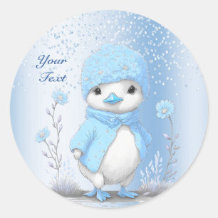 Rond Sticker à canard bleu aquarelle