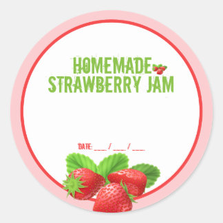Rond Sticker à canne à confiture de fraises maison