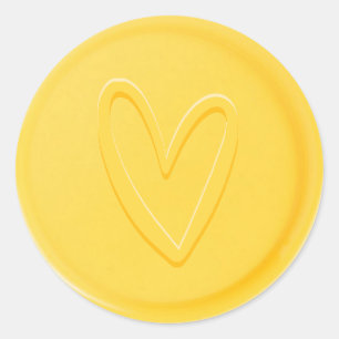 Rond Sticker à cire jaune coeur d'amour