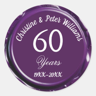 Rond Sticker à cire mauve 60e Mariage diamant