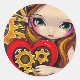 Rond Sticker "A Clockwork Valentine"