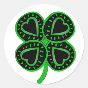 Rond Sticker à coeur vert noir