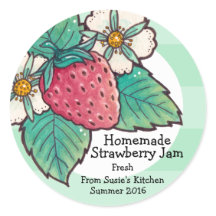 Sticker à confiture de fraises maison