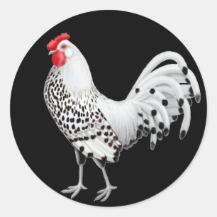 Rond Sticker à coq de Hambourg en argent