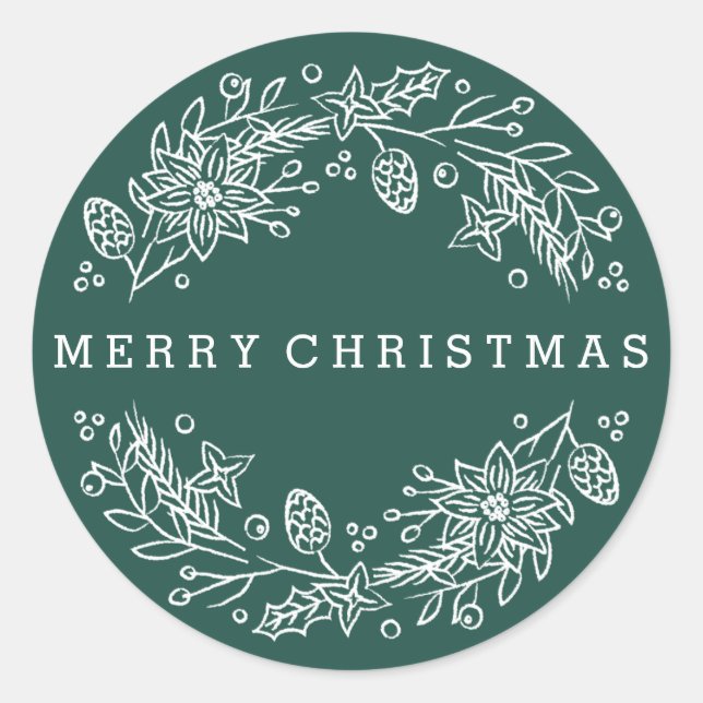 Rond Sticker à couronne de Noël - Forêt (Devant)