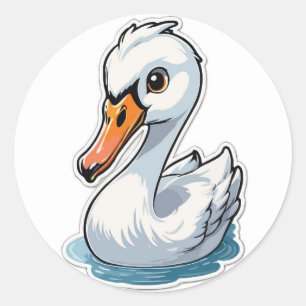 Rond Sticker à cygne gracieux