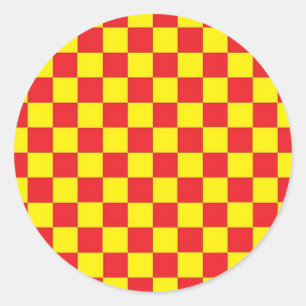 Rond STICKER À damiers rouge et jaune