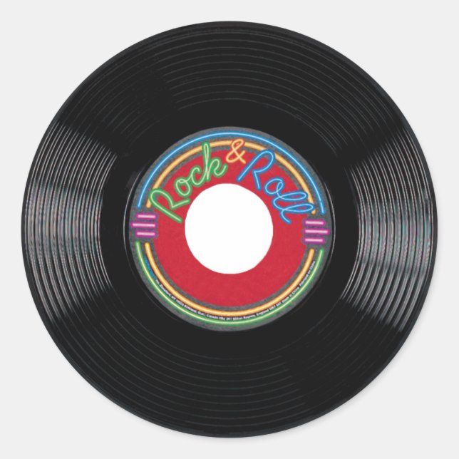 Rond Sticker à disques Rock and Roll 45 tr/min (Devant)