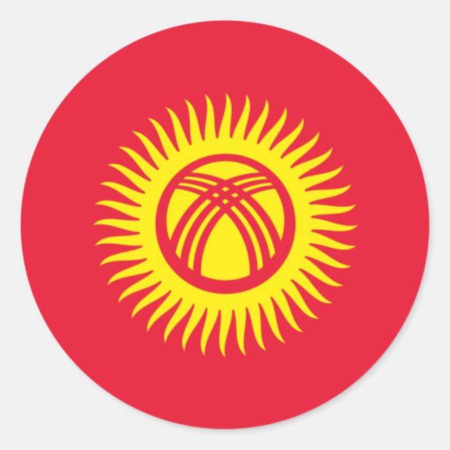 Rond Sticker à drapeau du Kirghizistan (Devant)