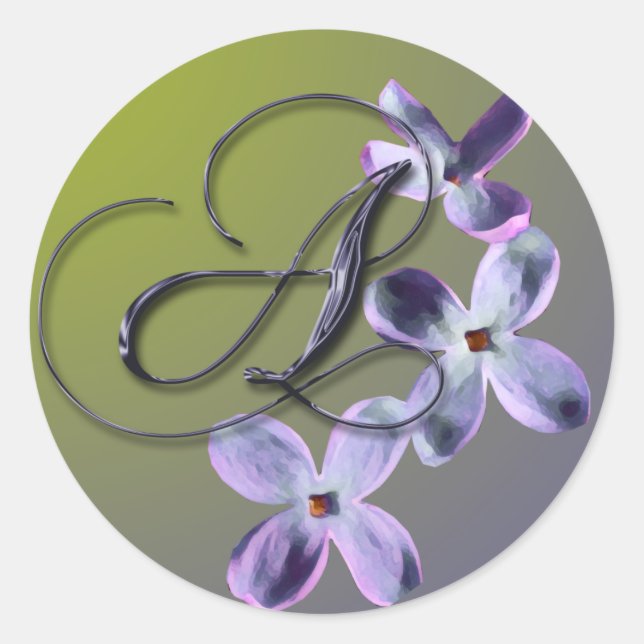 Rond Sticker à enveloppe Lilac Monogramme (Devant)