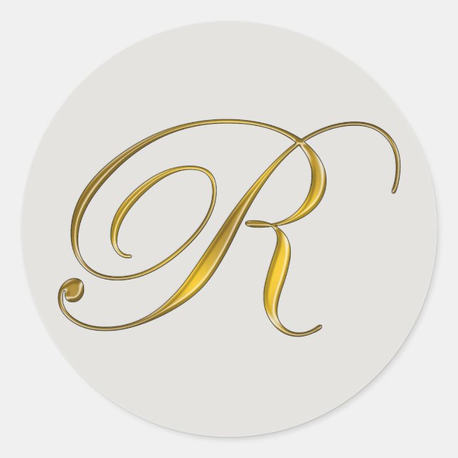Rond Sticker à enveloppe Or Monogramme R (Devant)