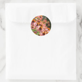 Rond Sticker à enveloppe ronde rose Echinacea Flowers