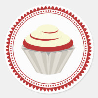 Sticker à enveloppe rouge velours cupcake