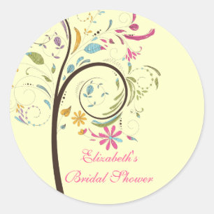 Rond Sticker à Fête des mariées d'arbre fleuri de print