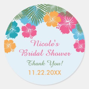Rond Sticker à Fête des mariées d'Hibiscus hawaïen trop