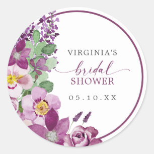 Rond Sticker à Fête des mariées florale violette