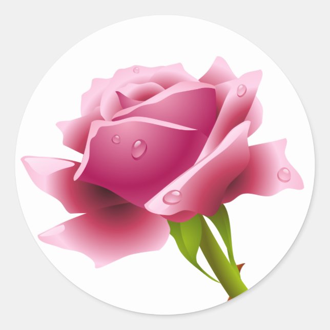 Rond Sticker à fleurs rose floral / Sceau (Devant)