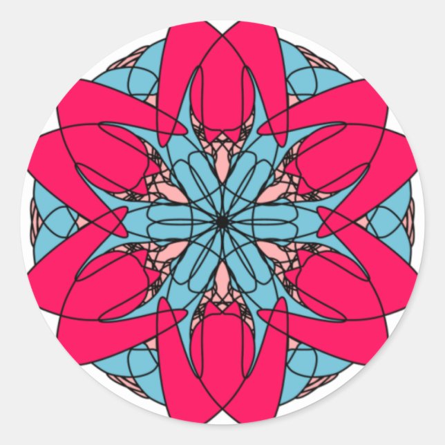 Rond Sticker à fleurs roses chaudes (Devant)