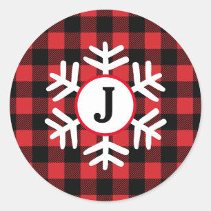 Rond Sticker à flocons de neige en plaid de buffle Mono