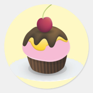 Rond Sticker à gâteau doux, Cupcake