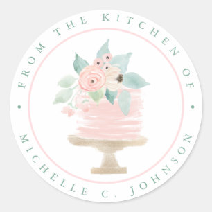 Rond Sticker à gâteau Floral Baker Pastel Aquarelle Éti