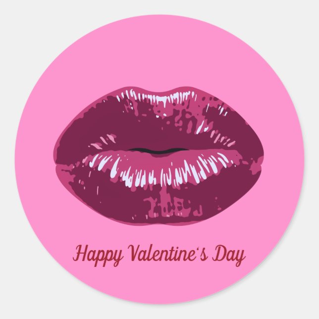Rond Sticker à lèvres de baiser en Plum rose de la Sain (Devant)