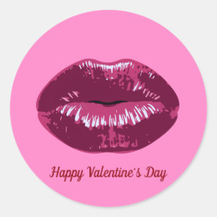 Rond Sticker à lèvres de baiser en Plum rose de la Sain