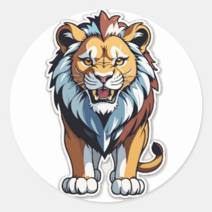 Rond Sticker à Lion rugissant - Libérez le Roi à l'inté