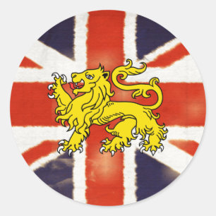 Rond Sticker à Lion Vintage Union Jack