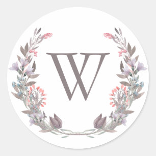 Rond Sticker à monogramme floral Secret Garden Watercol