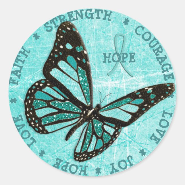 Rond Sticker à papillon Myasthenia Gravis Hope Force (Devant)