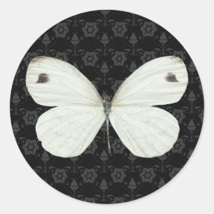 Rond Sticker à papillon noir et blanc