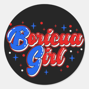 Rond Sticker à Parties scintillant de Porto Rico fille