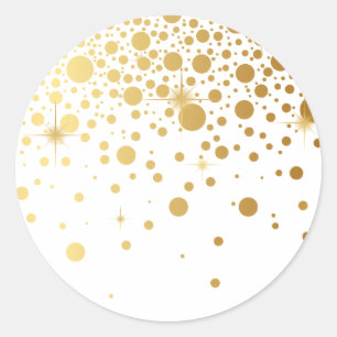 Rond Sticker à points Confetti Faux Gold
