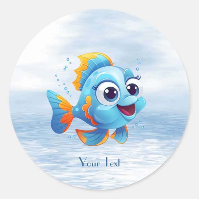 Rond Sticker à poisson bleu (Devant)