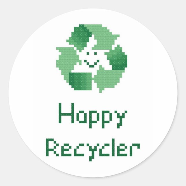 Rond Sticker à recyclage heureux (Devant)