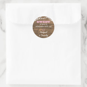 Rond Sticker à sac en bois d'écorce rose doux