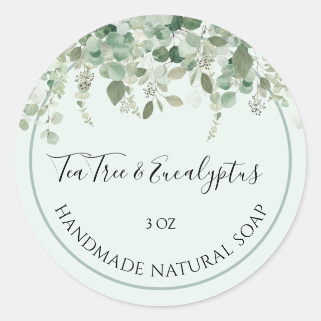 Rond Sticker à savon artisanal Thé Arbre et Eucalyptus (Devant)