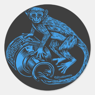 Rond Sticker à singe bleu