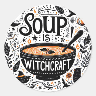 Rond Sticker à soupe magique - Sorcière de cuisine