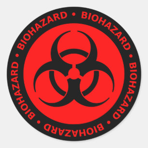Rond Sticker à symboles de danger biologique rouge et
