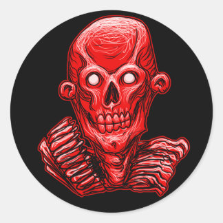 Rond Sticker à tête de crâne Zombie rouge