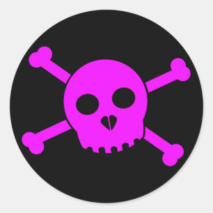Rond Sticker à tête de mort rose doré