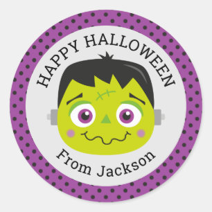 Rond Sticker à tour de monstre Halloween personnalisé