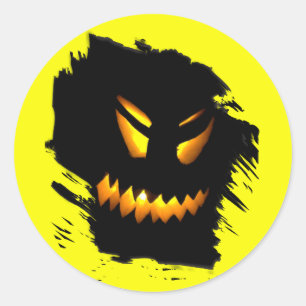 Rond Sticker à visage Jack-O-Lantern Halloween