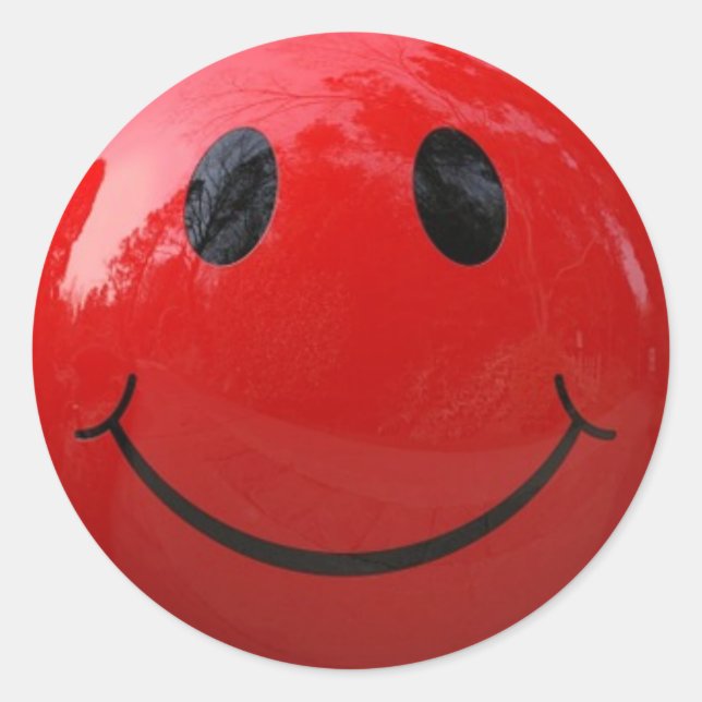 Rond Sticker à visage rouge brillant (Devant)