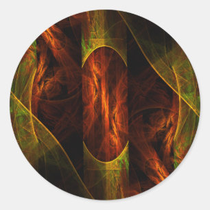Rond Sticker Abstrait Art de la Jungle Mystique