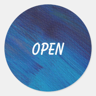 Rond Sticker Abstrait bleu aquarelle ronde