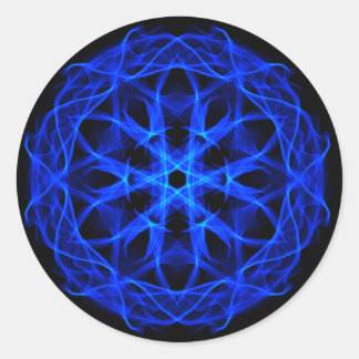 Rond Sticker Abstrait de feu bleu